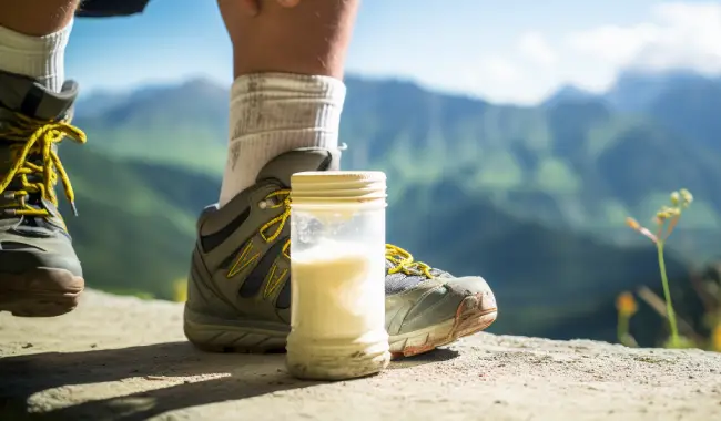 Can collagen powder help manage plantar fasciitis symptoms during a long hiking trip